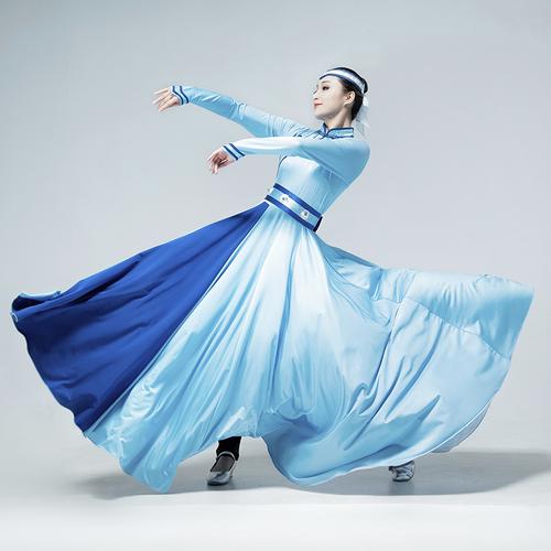 蒙古舞蹈演出服装女蒙族天边艺考表演服大摆裙蒙古袍少数民族